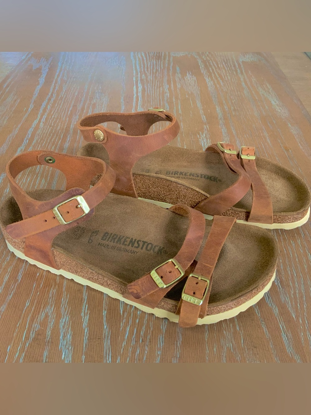 Birkenstock Leather Brown Strappy Adjustable Buckle Sandals Women's US 7.5